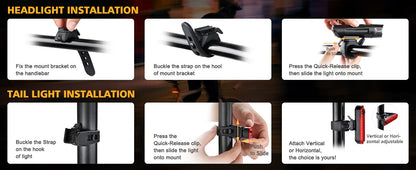 Super Bright USB Rechargeable Bike Light Set - Morrowden