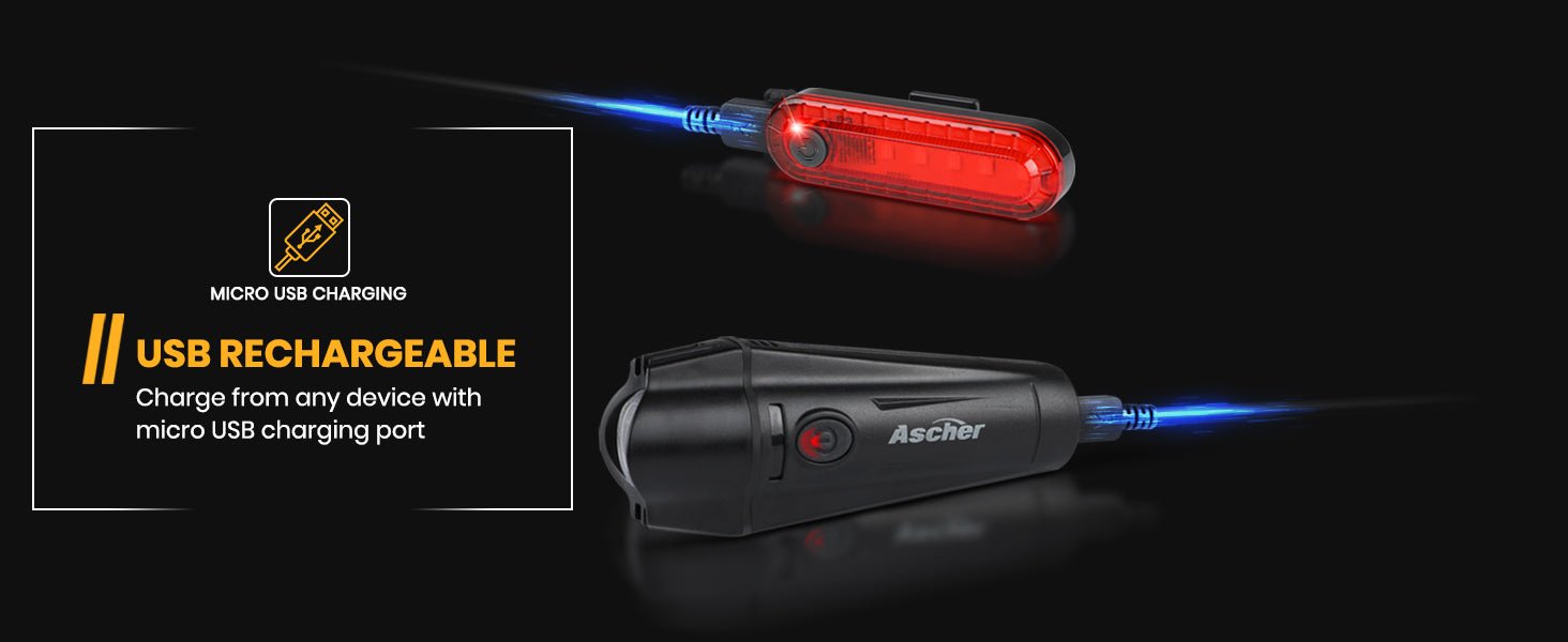 Super Bright USB Rechargeable Bike Light Set - Morrowden