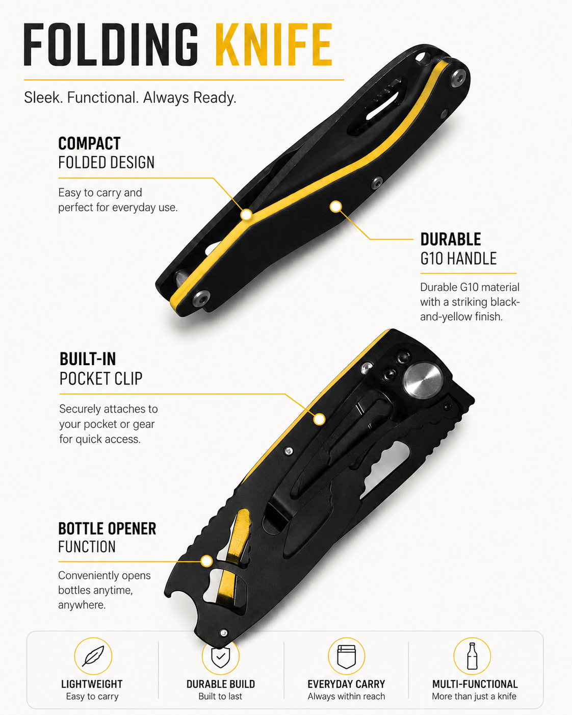 Tactical Folding Knife – Compact EDC Blade - Morrowden