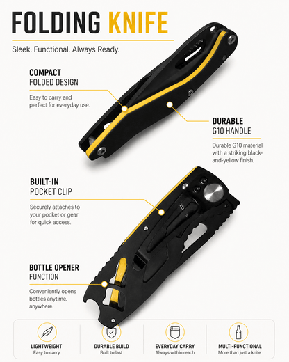 Tactical Folding Knife – Compact EDC Blade - Morrowden