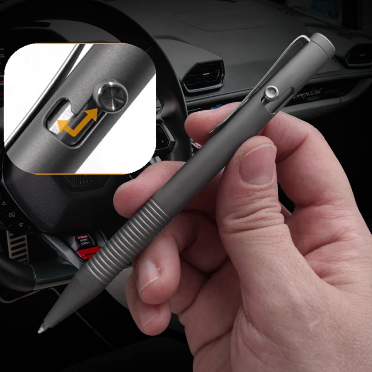 Titanium Alloy Bolt Action Pen, Ballpoint Ink Refillable, Stainless Steel Pocket Clip EDC Business Collection Stylus, with 3 Refills, Gray - Morrowden