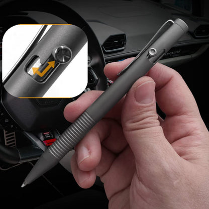 Titanium Alloy Bolt Action Pen, Ballpoint Ink Refillable, Stainless Steel Pocket Clip EDC Business Collection Stylus, with 3 Refills, Gray - Morrowden