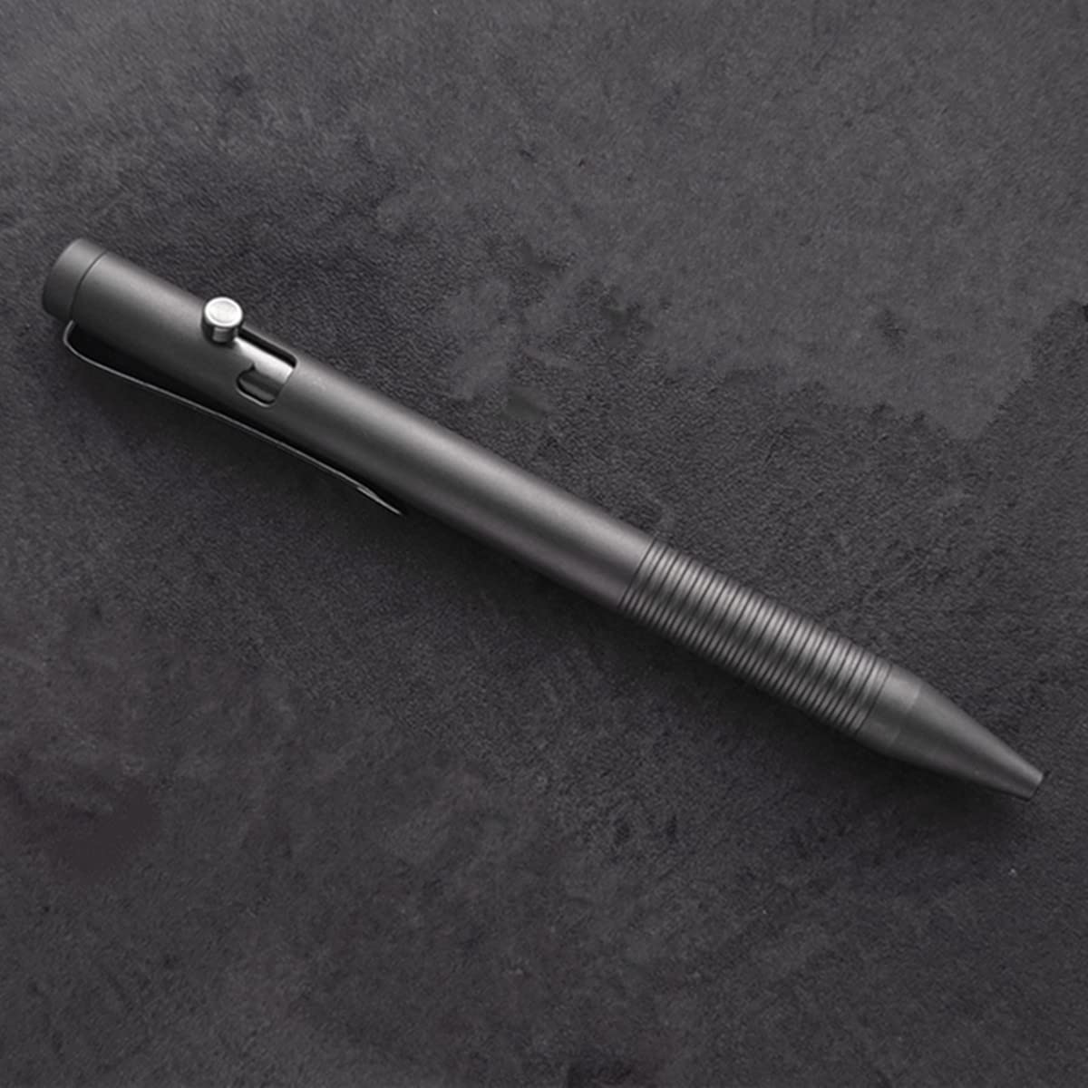 Titanium Alloy Bolt Action Pen, Ballpoint Ink Refillable, Stainless Steel Pocket Clip EDC Business Collection Stylus, with 3 Refills, Gray - Morrowden