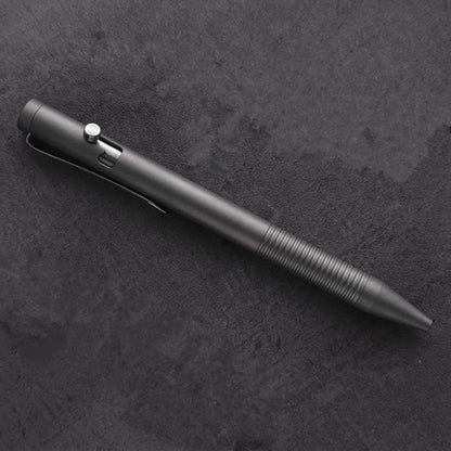 Titanium Alloy Bolt Action Pen, Ballpoint Ink Refillable, Stainless Steel Pocket Clip EDC Business Collection Stylus, with 3 Refills, Gray - Morrowden