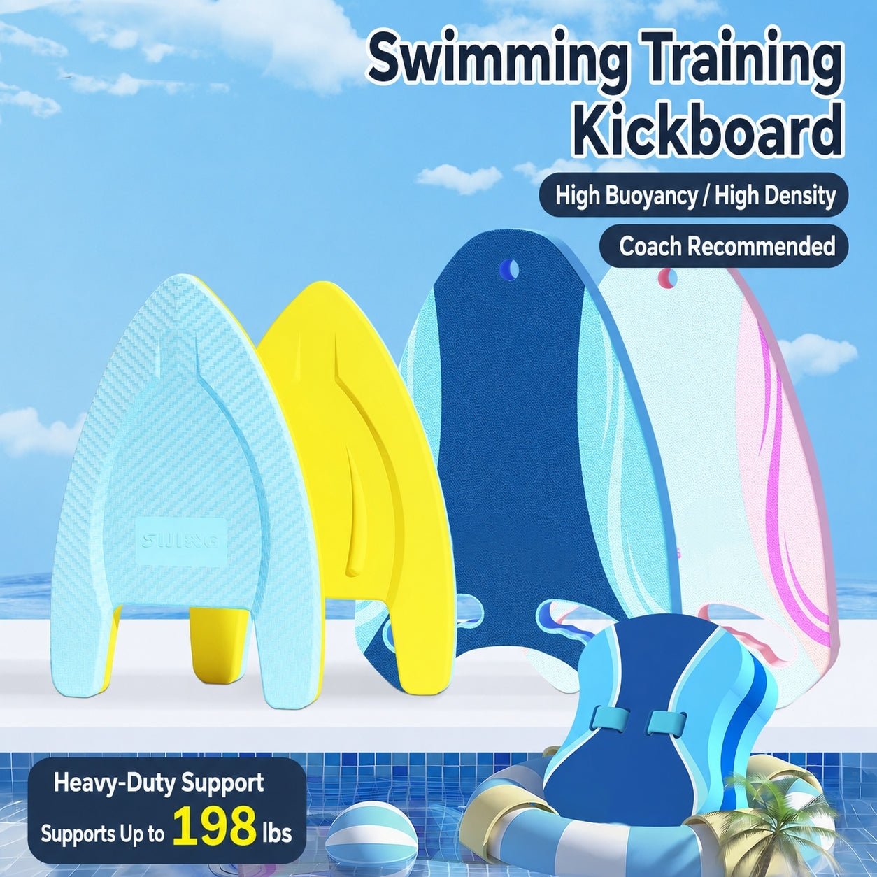 Triangular Swimming Kickboard for Kids & Adults – Beginner Buoyancy Training Aid - Morrowden