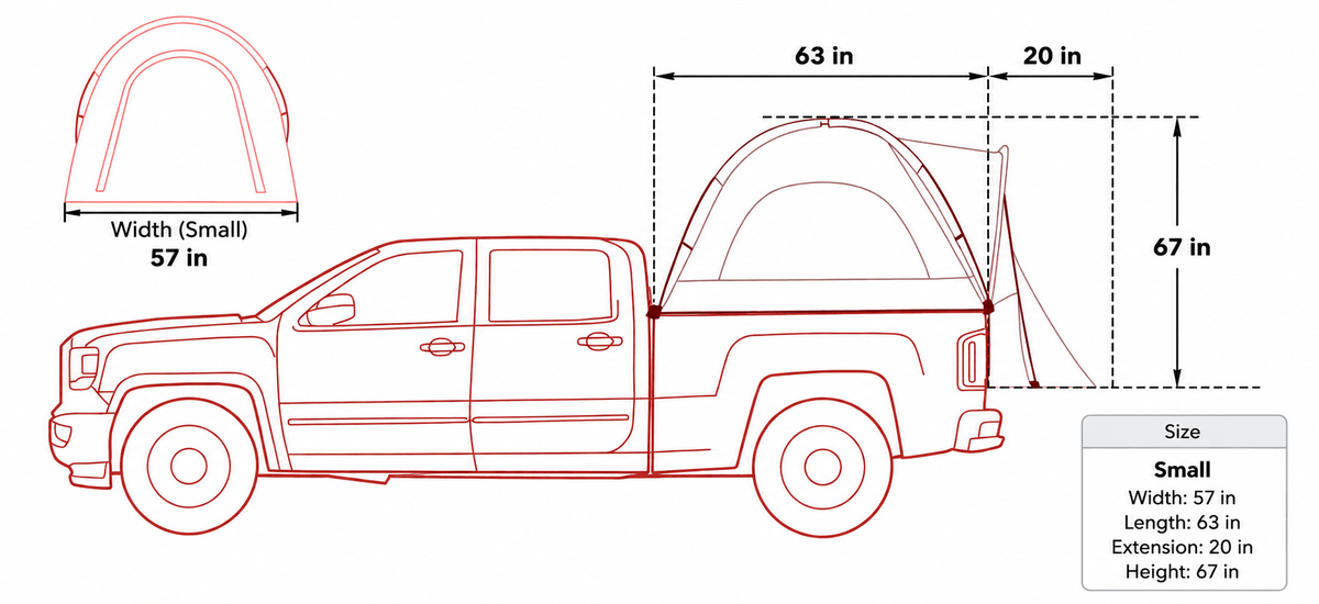 Truck Bed Tent, 5.5'-6' Pickup Truck Tent with Rain Layer and Carry Bag, Waterproof PU2000mm Double Layer Truck Tent for Camping, Accommodate 2-3 Person, for Camping Traveling Outdoor Activities - Morrowden
