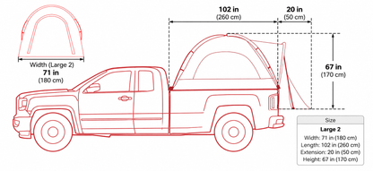 Truck Bed Tent, 5.5'-6' Pickup Truck Tent with Rain Layer and Carry Bag, Waterproof PU2000mm Double Layer Truck Tent for Camping, Accommodate 2-3 Person, for Camping Traveling Outdoor Activities - Morrowden