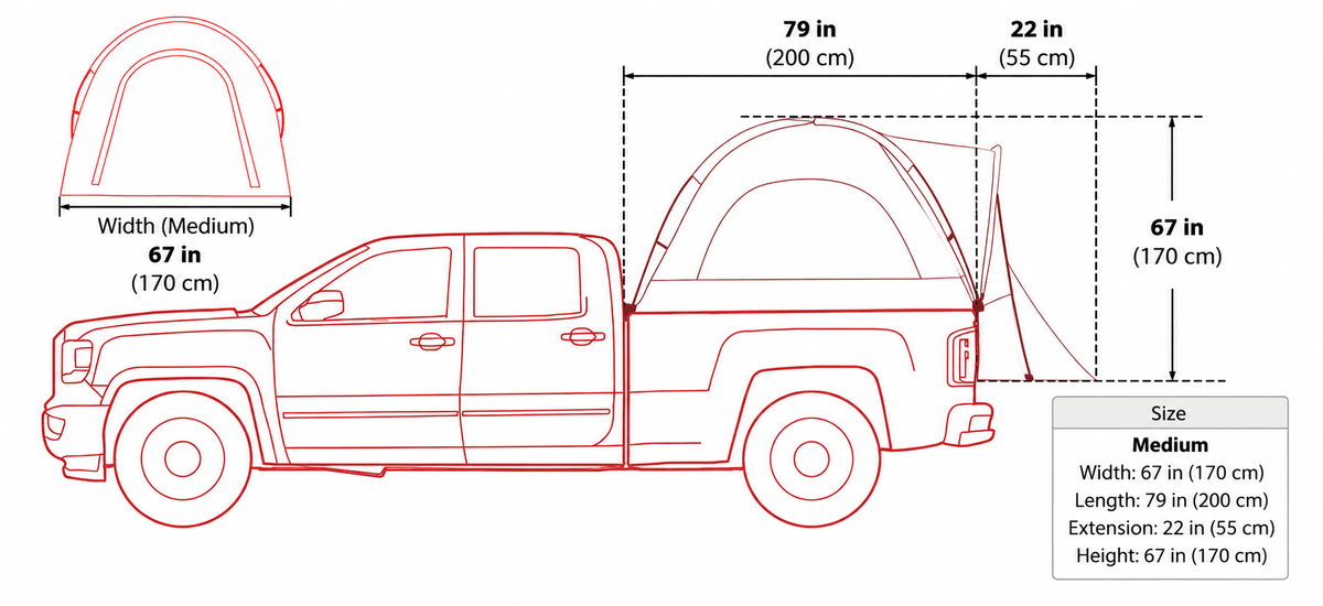 Truck Bed Tent, 5.5'-6' Pickup Truck Tent with Rain Layer and Carry Bag, Waterproof PU2000mm Double Layer Truck Tent for Camping, Accommodate 2-3 Person, for Camping Traveling Outdoor Activities - Morrowden