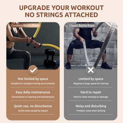 Upgrade Weighted Ropeless Battle Ropes, Heavy Duty Portable Cordless Battle Ropes for Home Gym with Poster, Workout Exercise Rope for Strength Building, HIIT and Low-Impact Aerobic Training for Men & Women - Morrowden