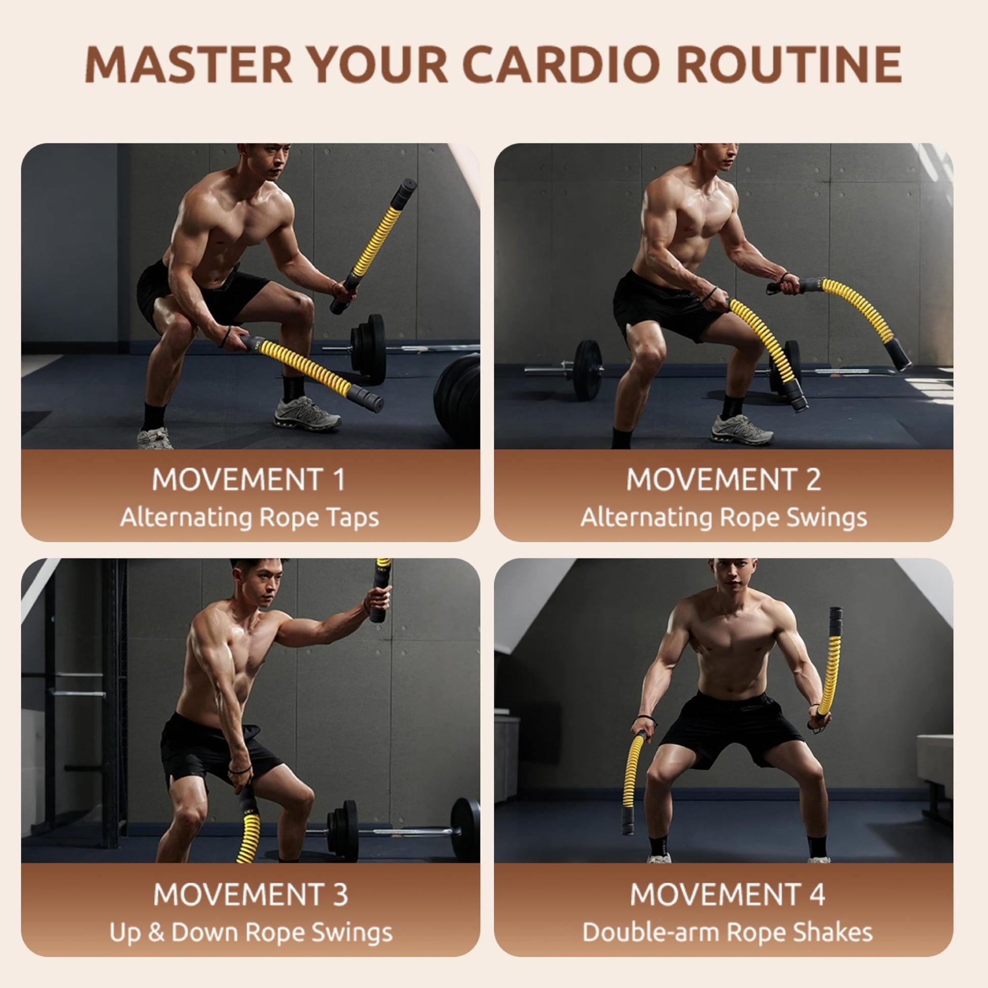 Upgrade Weighted Ropeless Battle Ropes, Heavy Duty Portable Cordless Battle Ropes for Home Gym with Poster, Workout Exercise Rope for Strength Building, HIIT and Low-Impact Aerobic Training for Men & Women - Morrowden