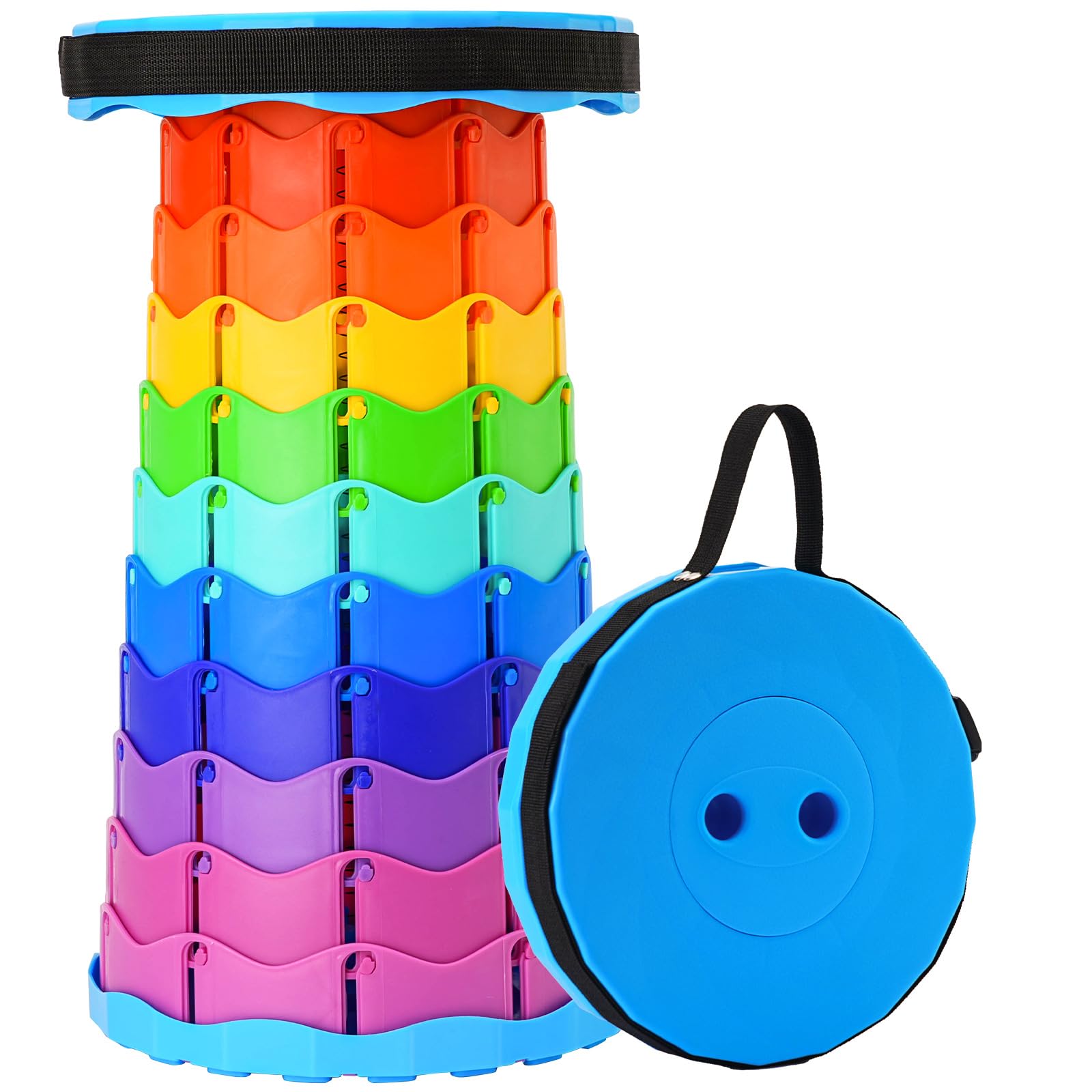 Upgraded Foldable Stool Thickened, Portable Collapsible Stool Retractable Stool for Fishing, Hiking Tours, BBQ, Parties, Outdoor Activities (Rainbow) - Morrowden