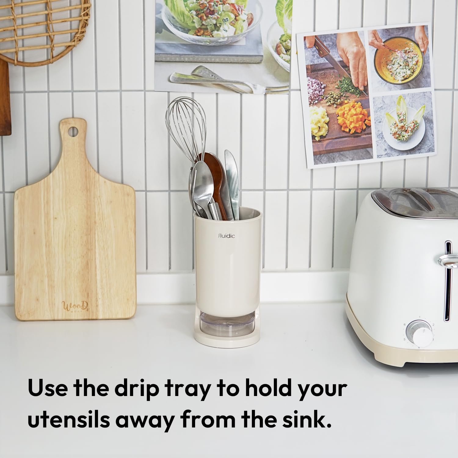 Utensil Drying Holder for Kitchen Counter, Self Draining, Small Utensil Cutlery Flatware Silverware Holder Drainer Cup - Morrowden