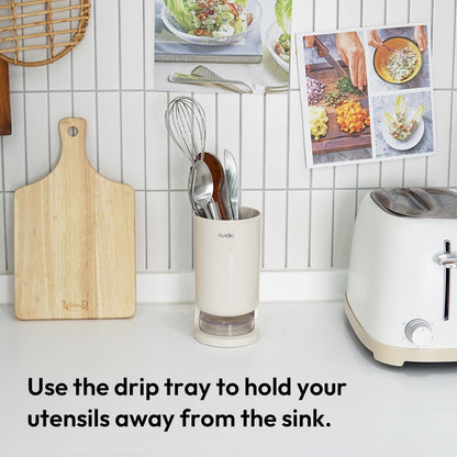 Utensil Drying Holder for Kitchen Counter, Self Draining, Small Utensil Cutlery Flatware Silverware Holder Drainer Cup - Morrowden
