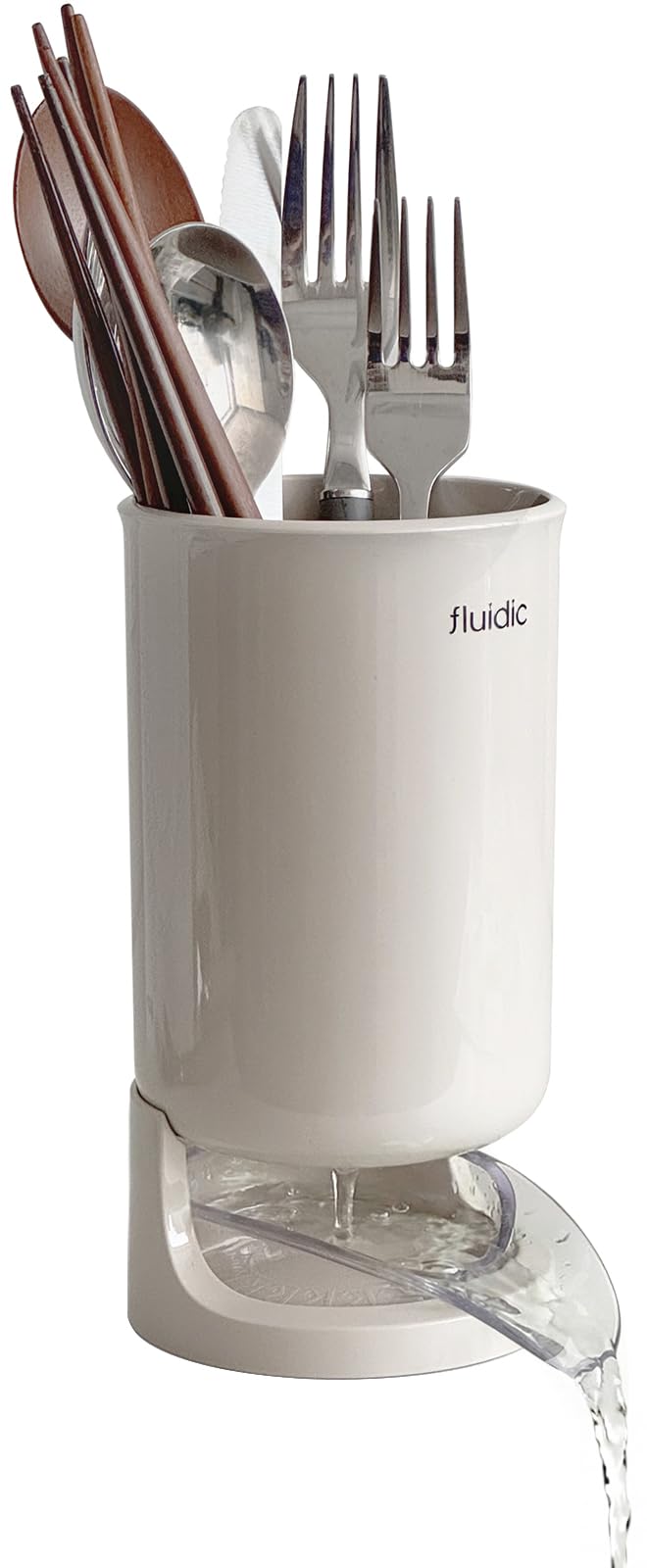 Utensil Drying Holder for Kitchen Counter, Self Draining, Small Utensil Cutlery Flatware Silverware Holder Drainer Cup - Morrowden