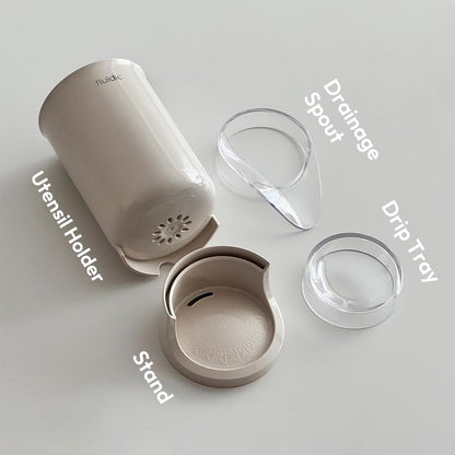 Utensil Drying Holder for Kitchen Counter, Self Draining, Small Utensil Cutlery Flatware Silverware Holder Drainer Cup - Morrowden
