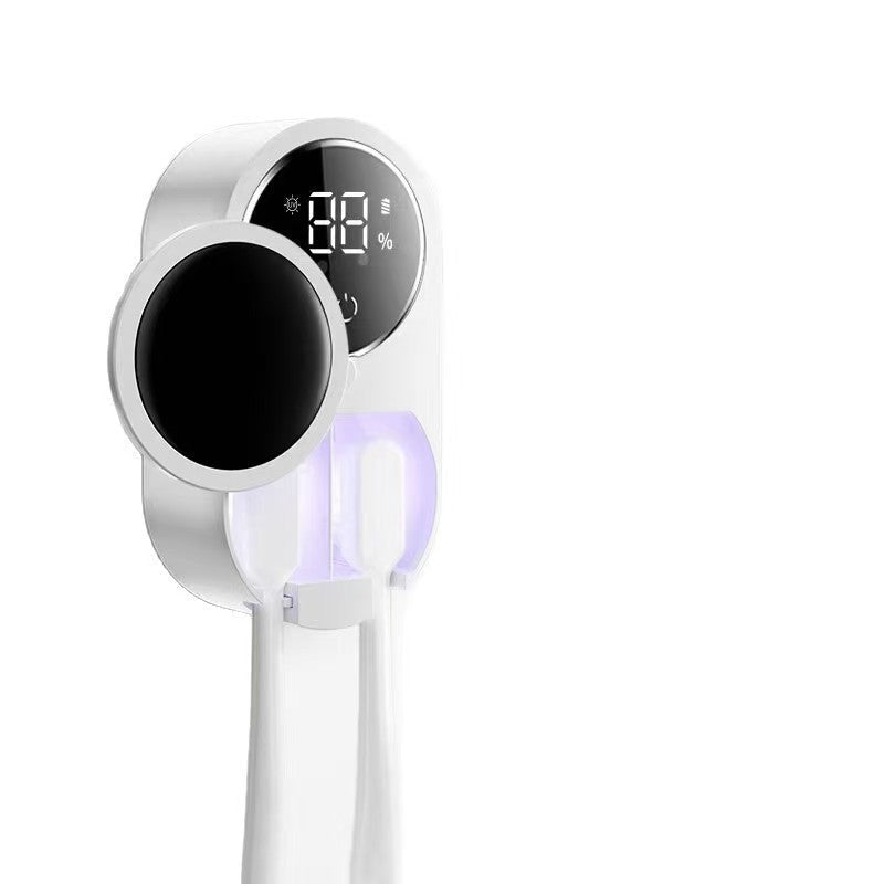 UV Toothbrush Sanitizer Holder with Automatic Sensor, Wall Mounted Toothbrush Organizer for Bathroom, Dual Slots Sterilizing Toothbrush Storage - Morrowden