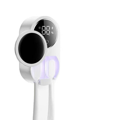 UV Toothbrush Sanitizer Holder with Automatic Sensor, Wall Mounted Toothbrush Organizer for Bathroom, Dual Slots Sterilizing Toothbrush Storage - Morrowden