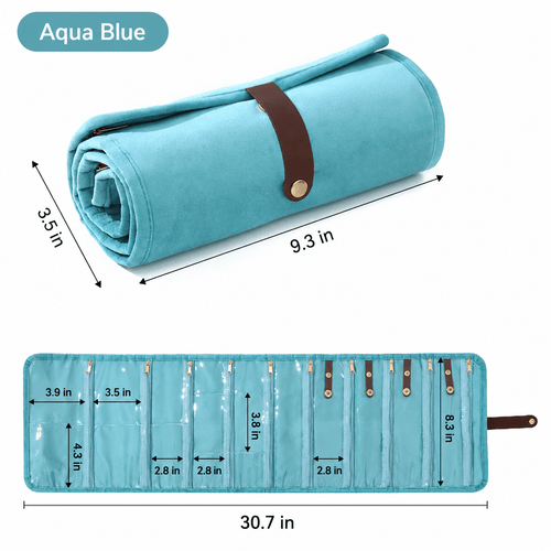 Velvet Jewelry Storage Bag, Multi-Layer Earring and Necklace Organizer, Portable Roll-Up Travel Jewelry Pouch - Morrowden