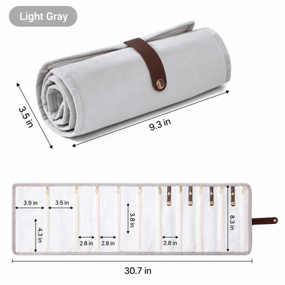 Velvet Jewelry Storage Bag, Multi-Layer Earring and Necklace Organizer, Portable Roll-Up Travel Jewelry Pouch - Morrowden
