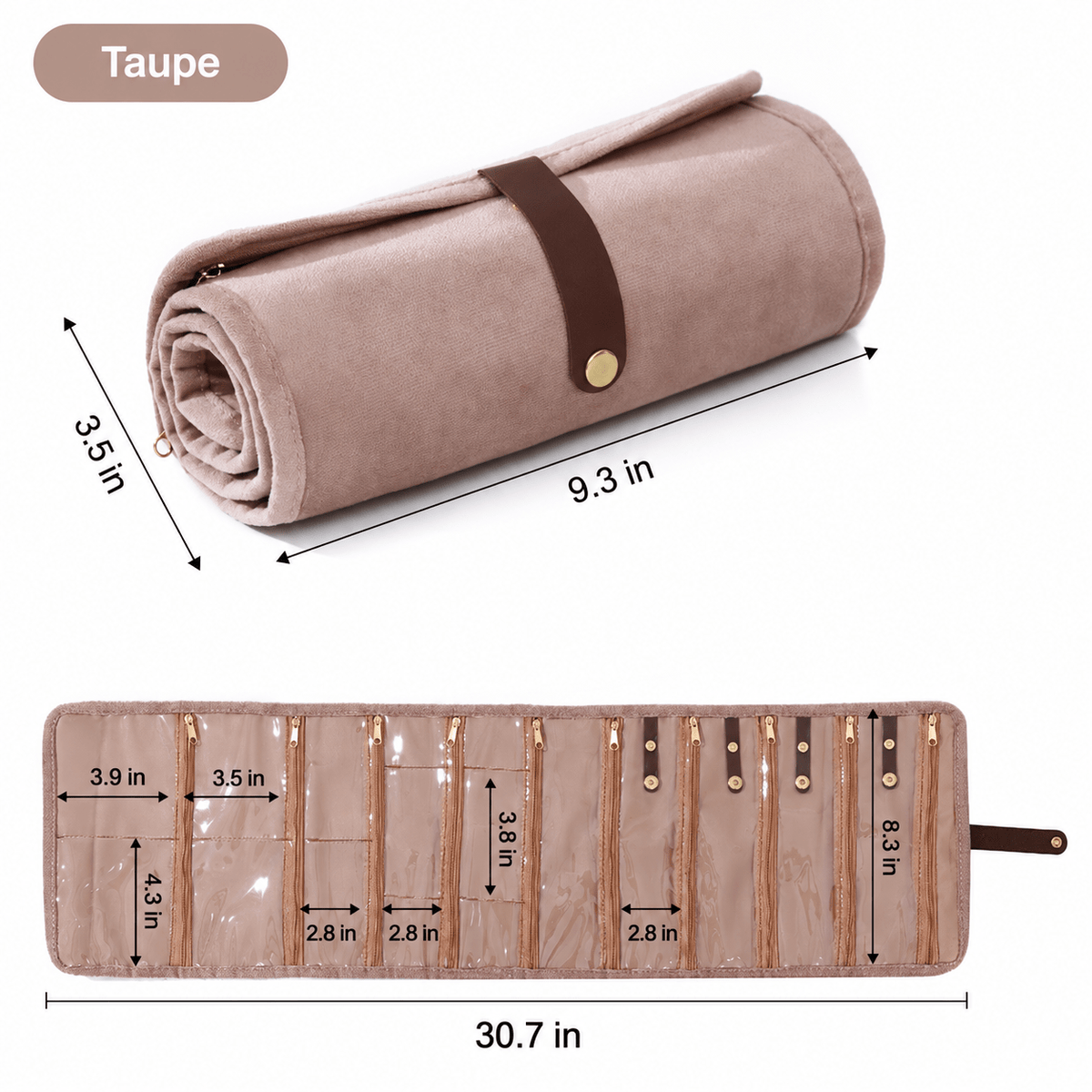Velvet Jewelry Storage Bag, Multi-Layer Earring and Necklace Organizer, Portable Roll-Up Travel Jewelry Pouch - Morrowden