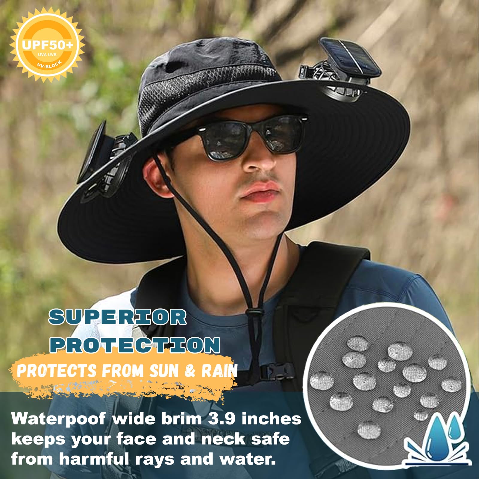 Wide Brim Solar Fan Hat – UPF 50+ Bucket Hat for Men & Women - Morrowden
