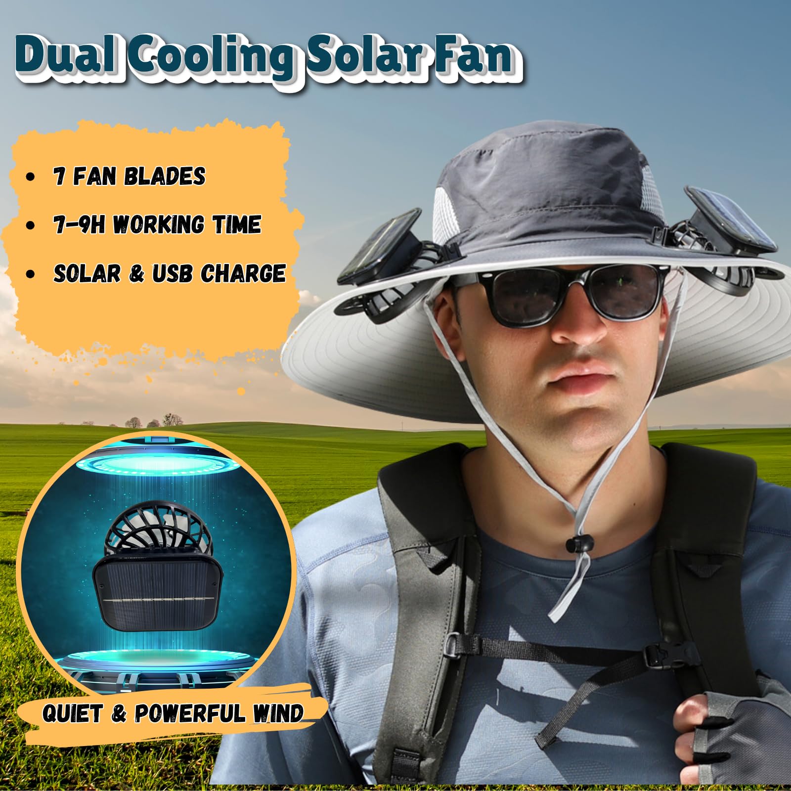 Wide Brim Solar Fan Hat – UPF 50+ Bucket Hat for Men & Women - Morrowden