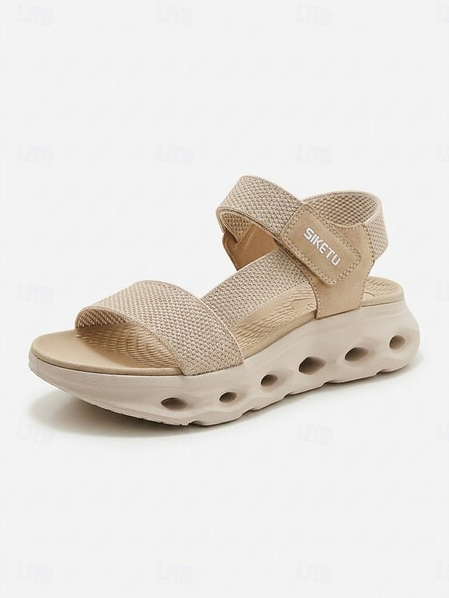 Women's Almond Arch Support Sport Sandals - Lightweight Magic Tape Walking Sandals with Cushioned Shock-Absorbing Sole, Summer Sandals for Travel, Summer Walking and All-Day Comfort - Morrowden