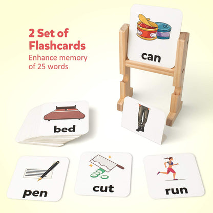 Wooden Reading Blocks Short Vowel Rod Spelling Game, Flash Cards Rotating Letter Puzzle for Kids, Sight Words Montessori Spinning Alphabet Learning Toy for Preschool Boys & Girls - Morrowden