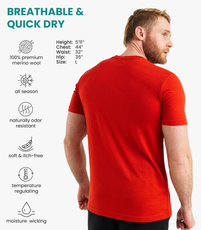 Wool T-Shirt Mens - 100% Wool Undershirt Lightweight Base Layer - Morrowden