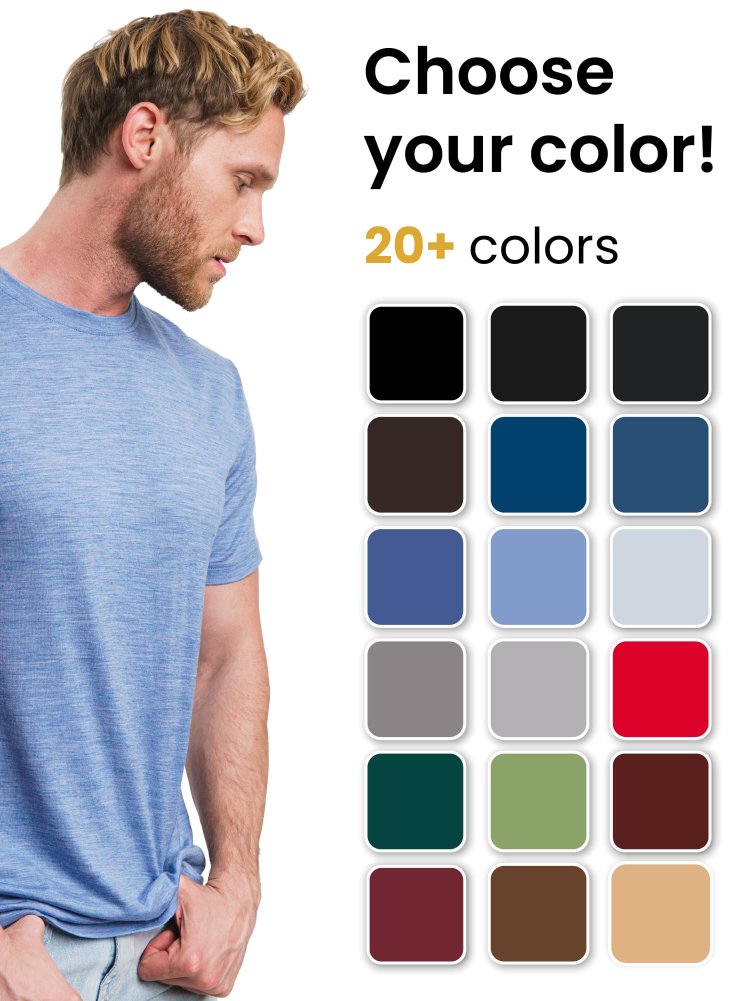 Wool T-Shirt Mens - 100% Wool Undershirt Lightweight Base Layer - Morrowden